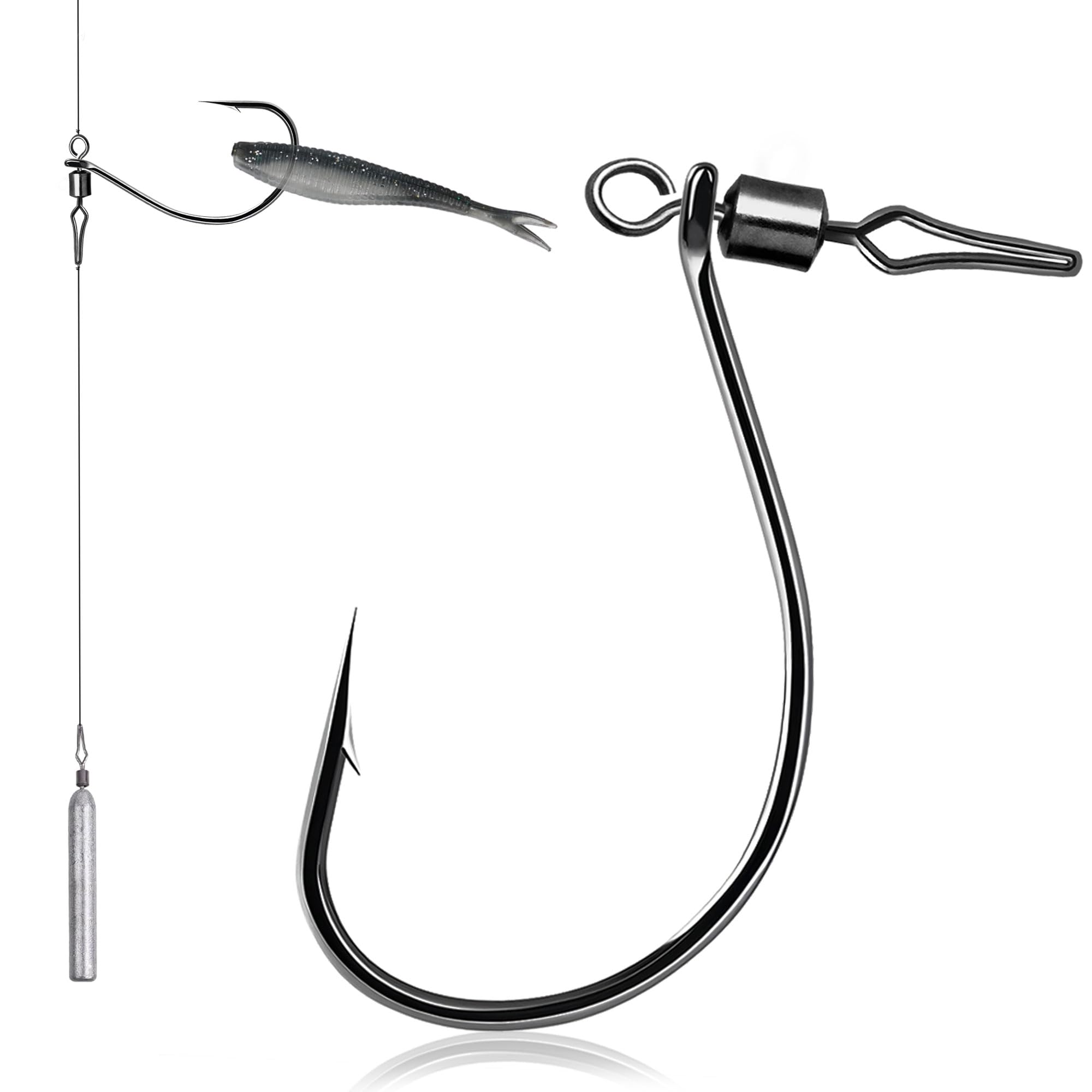 Snapklik.com : FishTrip 30pcs Swivel Drop Shot Hooks Fishing Rig ...