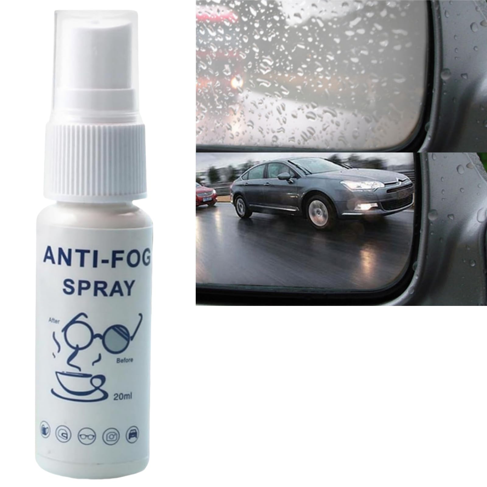 HIVETZ Spray antivaho de 20 ml para gafas, espray antivaho para gafas, spray antivaho para gafas, spray antivaho portátil, espray antivaho para coche, eficaz y antivaho para coche