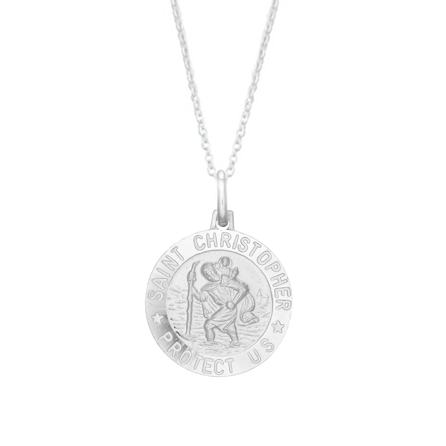 Ritastephens Italian Sterling Silver or Gold Tone Round Saint St Christopher Medal Charm Pendant Necklace (Varying Sizes)