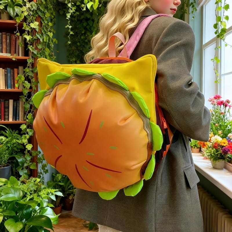 Cheeseburger Backpack, Funny Novelty Unique Cool Hamburger Daypack, Fashion Fun Casual Versatile Multi-Compartment Cheese Burger Backpacks - Image 6