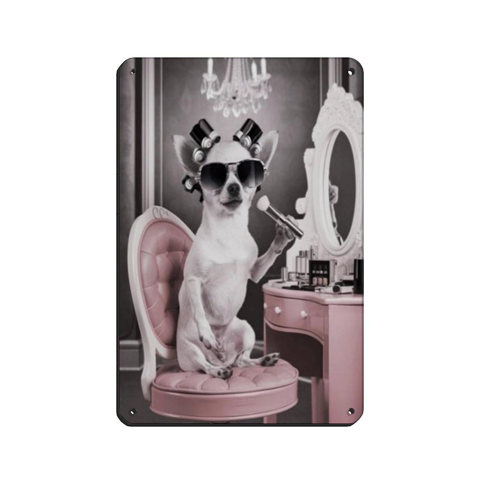 Chihuahua Dog Bathroom Art (4) Retro Poster Metal Tin Sign Chic Art Retro Iron Painting Bar People Cave Cafe Family Garage Poster Wall Decoration 8x12inch(20x30cm)