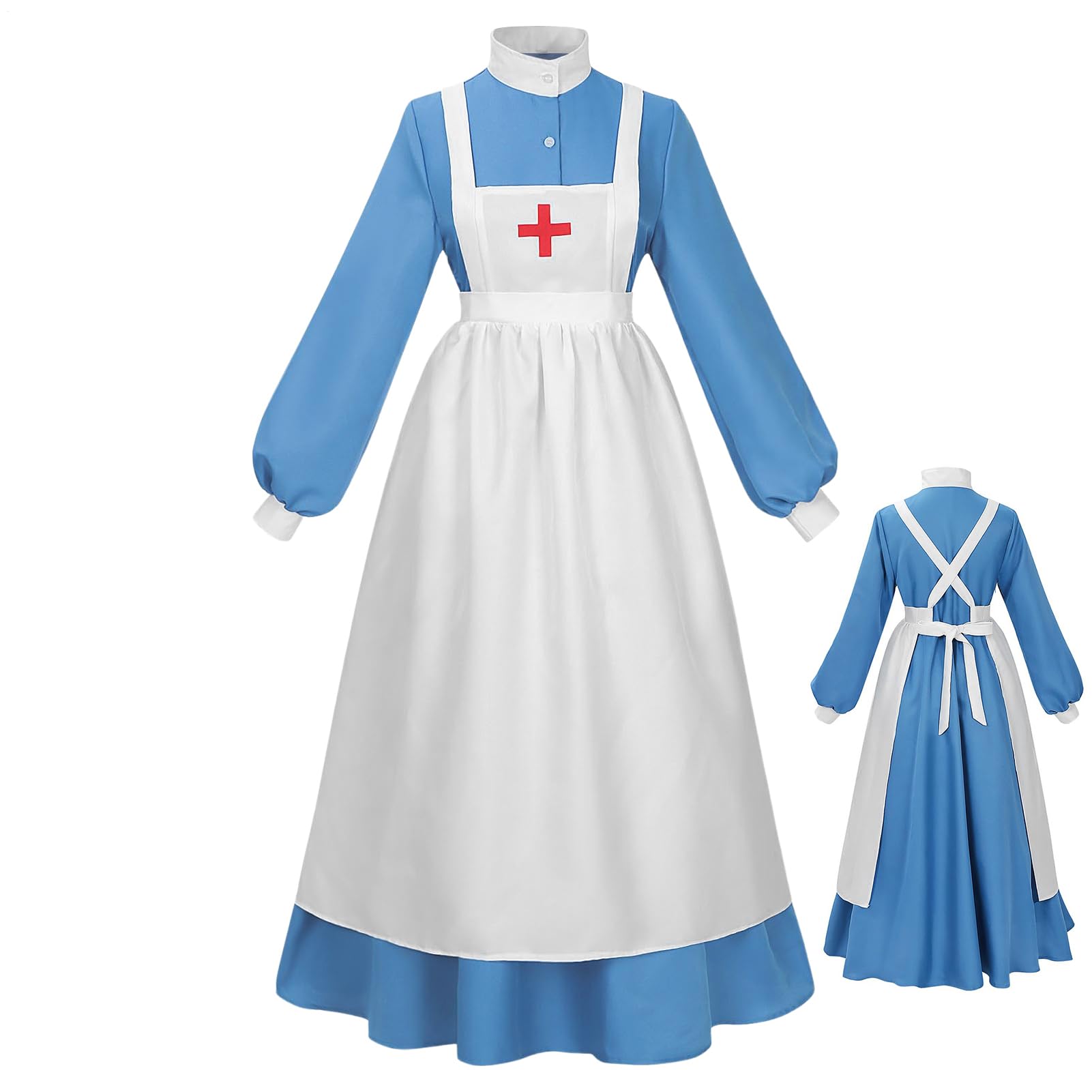 Costume da infermiera di Halloween, uniforme da infermiera per Halloween, a maniche lunghe, accessorio per cosplay, eventi, servizi fotografici, teatro, attori, appassionati di giochi di ruolo