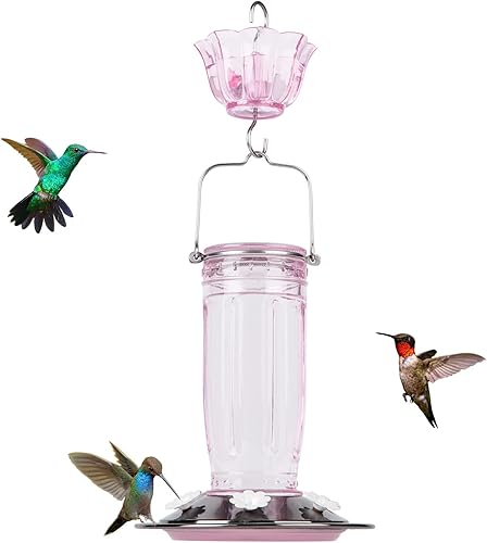 Miniatura 7 de Kingsyard Comedero de cristal para colibríes para exteriores, comedero para pájaros silvestres con 6 puertos de alimentación para colgar para jardín