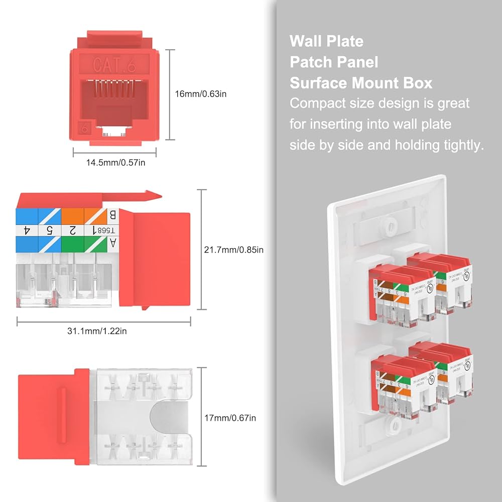 jun購入 Amazon.com: VCE UL Listed Cat6 RJ45 Keystone Jack Insert 25