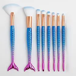 Kit 10 Pincel De Maquiagem Sereia- QHS (Azul/Lilas)