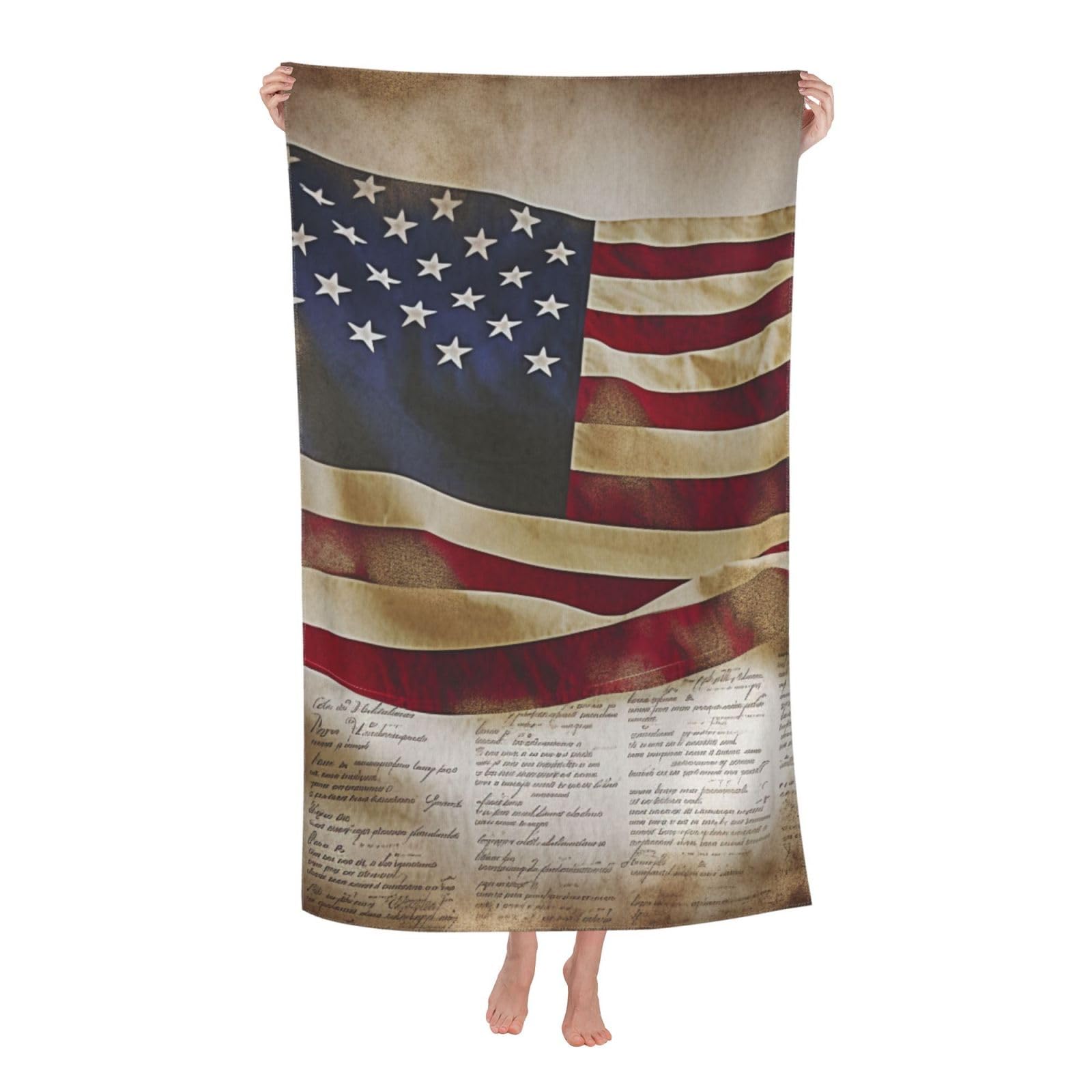 BWWHCCTI American flag Printed Quick Dry Bath Towel, Soft Microfiber Towels Fast Drying Beach Towels for Travel,Camping,Gym,Swimming,Yoga