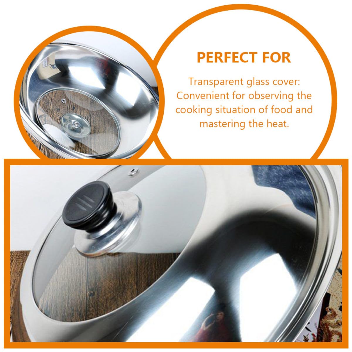 Couvercle de Poêle en Acier Inoxydable 34 CM Couvercle de Casserole en Métal Résistant à la Chaleur Compatible avec Plusieurs Feux Anti-Éclaboussures Accessoires de Cuisine