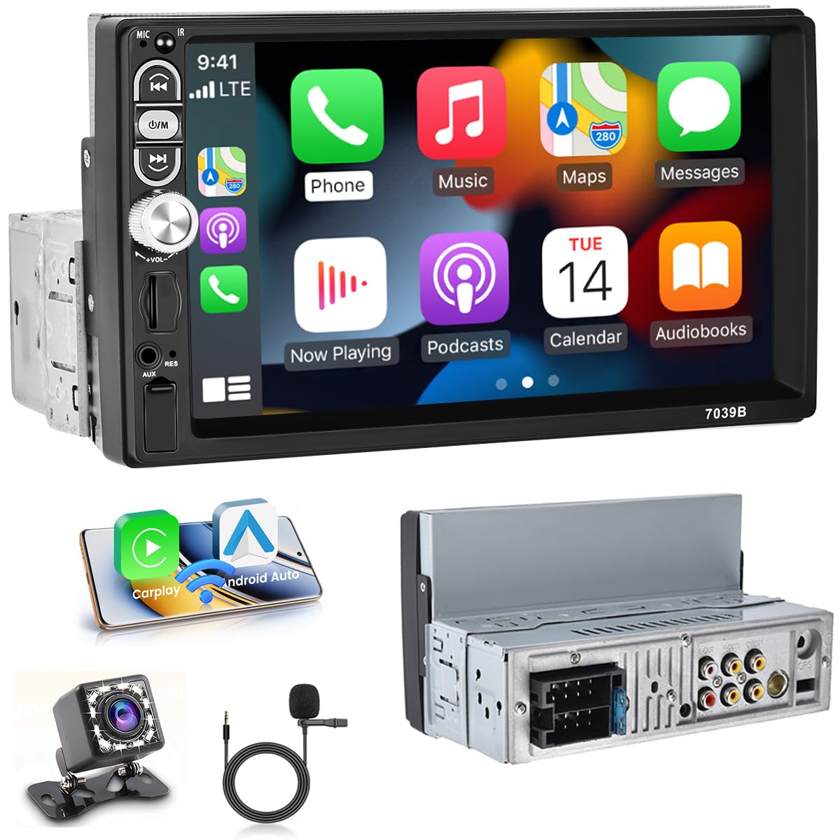 1 DIN Autoradio Mit Wireless CarPlay & Android Auto - 6,36 Zoll Touchscreen