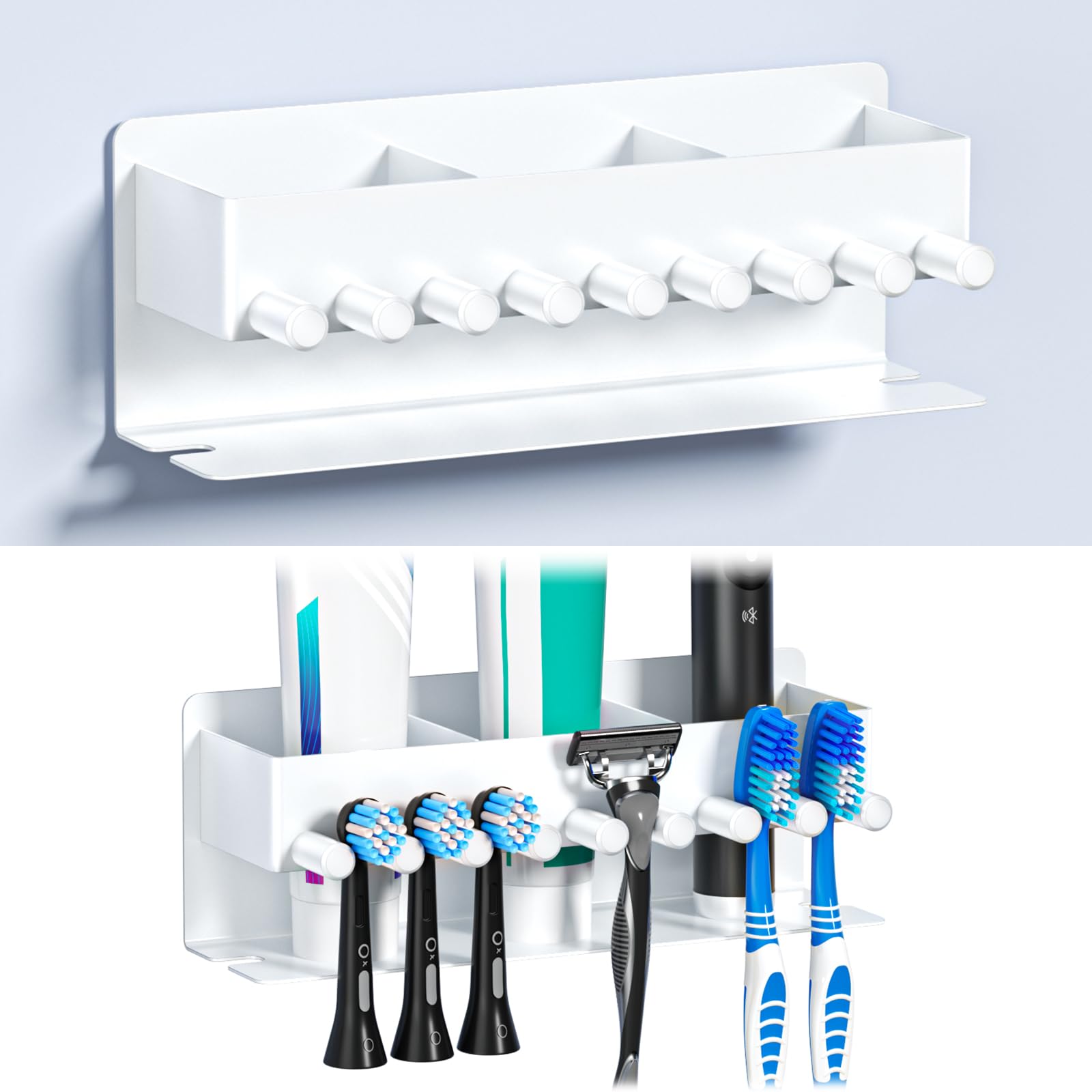 YAYINLI Electric Toothbrush Holder Wall Mounted, Electric Toothbrush Head Holder, Self Adhesive Tooth Brush Head Holder, Rustproof Toothpaste Holder for Bathroom (White, Large) — image 1