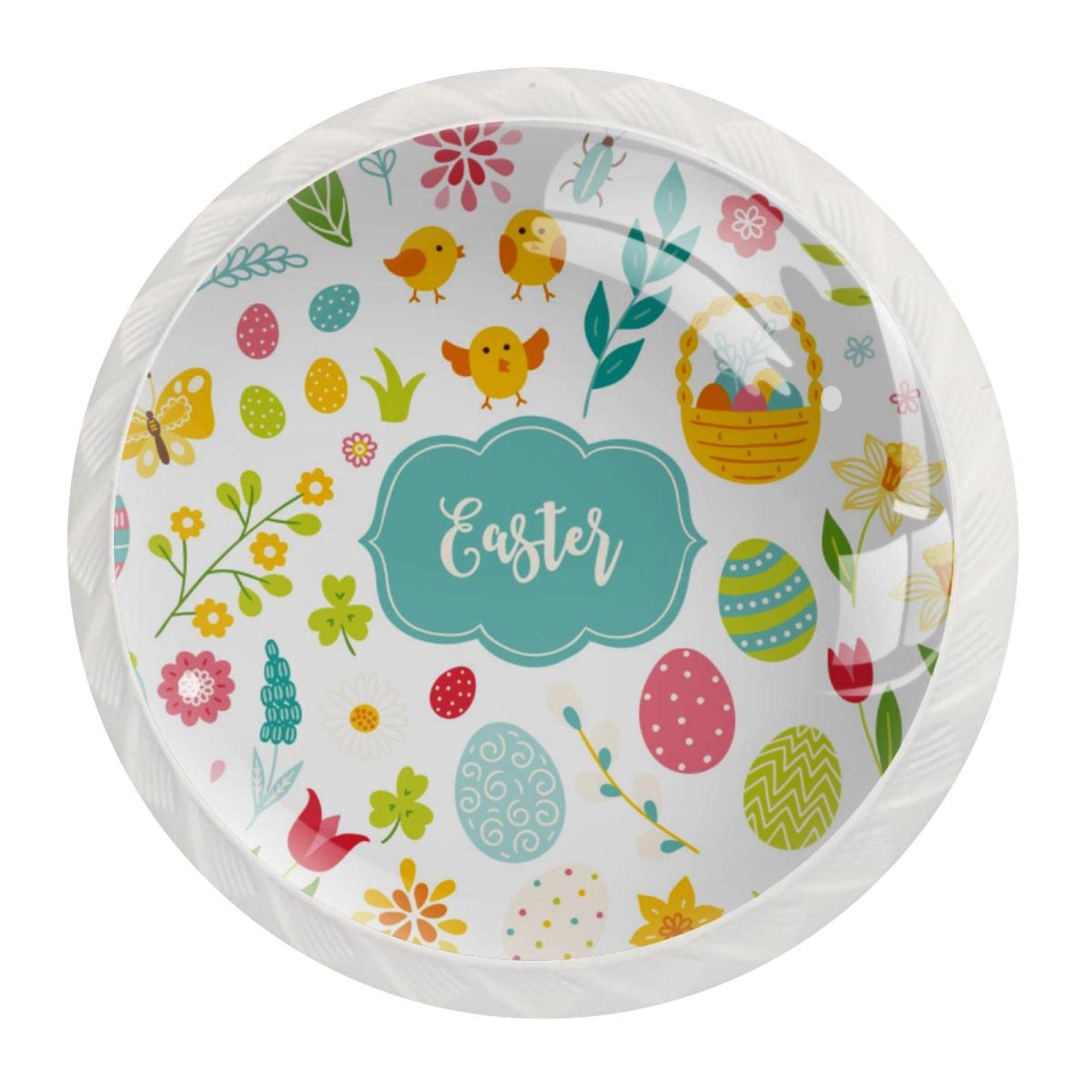 12 pezzi bianco rotondo cassetto maniglia uova di Pasqua coniglio