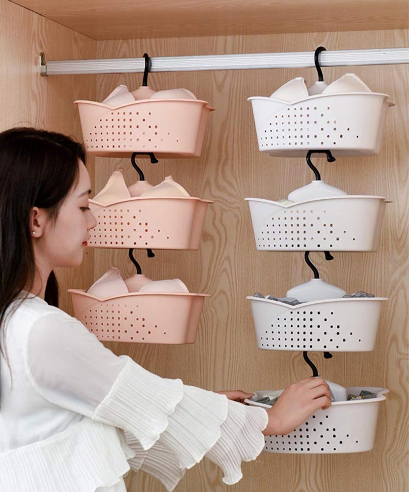YJDQYGSNJ Estanteria Colgante en Tela,Pilas Rotación Cuna Estantería Colgante Plegable,Alojamiento Ropa Interior Calzoncillos una Buena Ventilación/blanco / 4 Piece