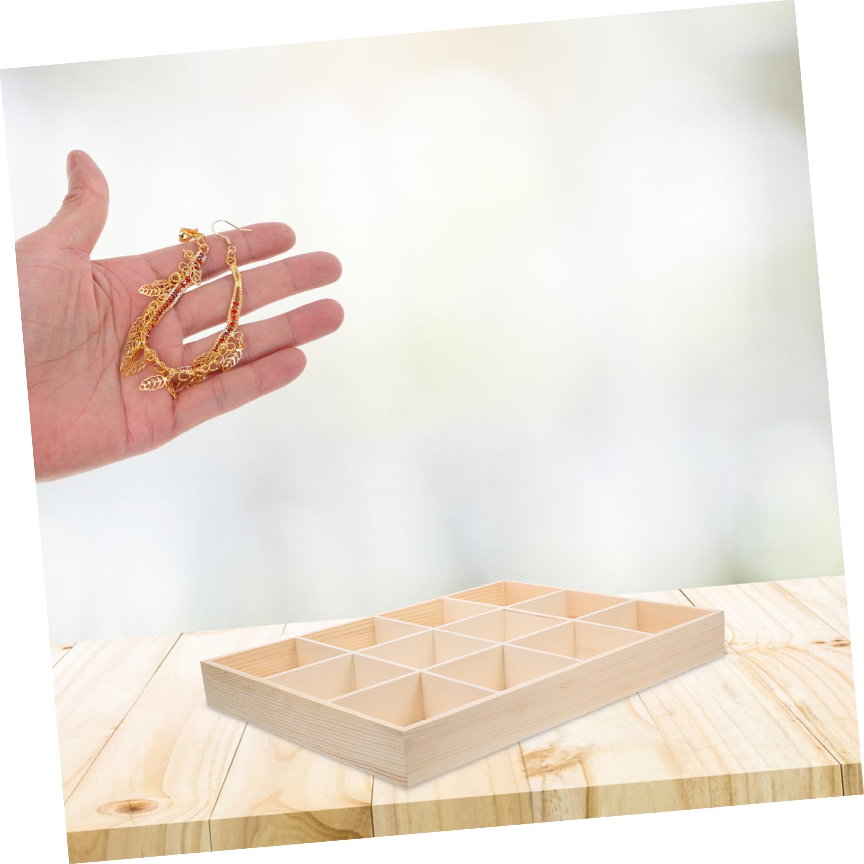 Operitacx Caja De Almacenamiento De Madera Múltiples Compartimentos Para Organización De Escritorio Para Maquillaje y Accesorios Elegante y