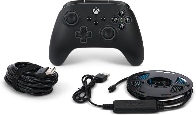 PowerA Avantage Contrôleur filaire pour Xbox Series X.S. avec Lumectra + RGB LED Bande - Black, gamepad, contrôleur de jeu vidéo câblé, contrôleur du jeu, fonctionne avec Xbox One et Windows 10/11, sous licence officielle