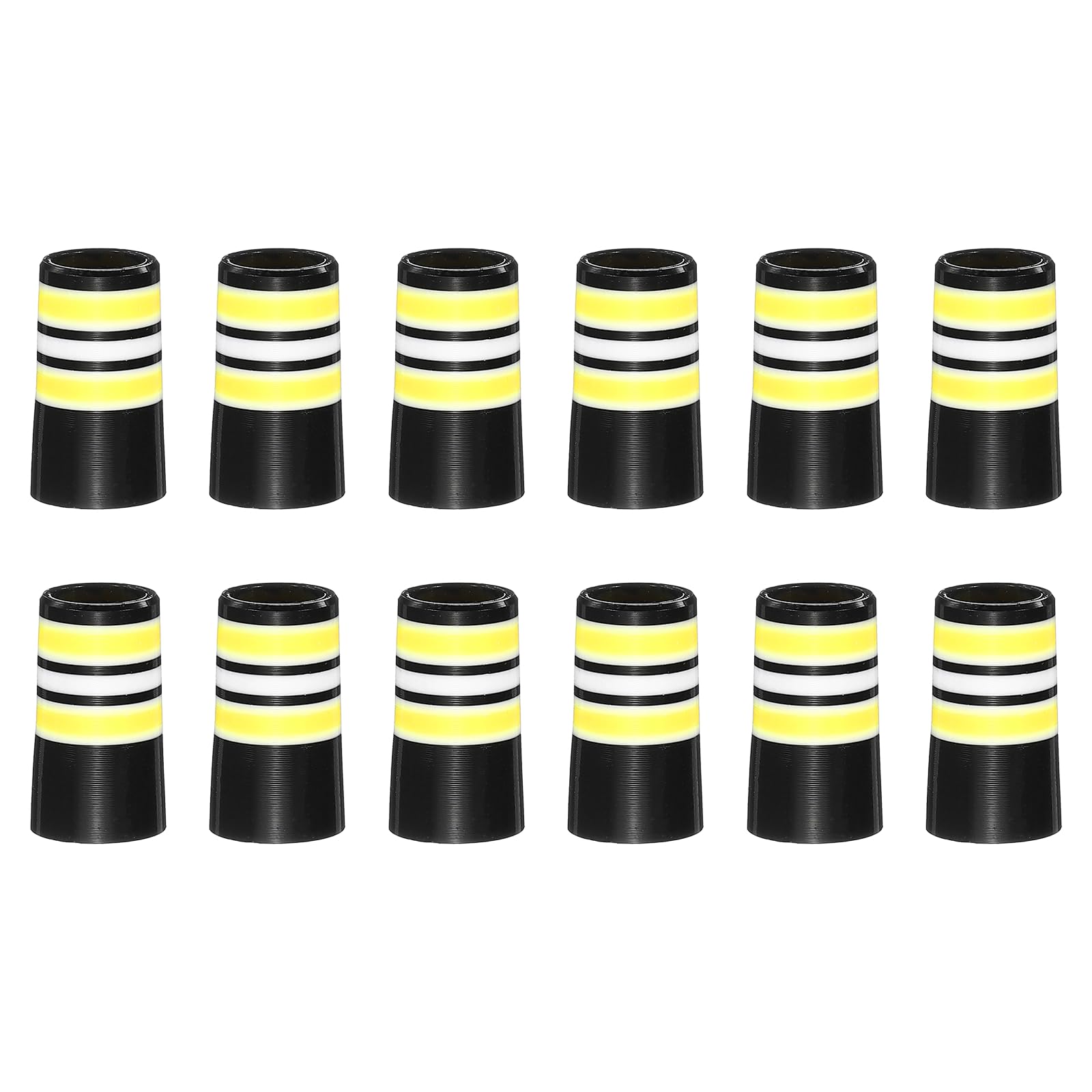 YELARXI Golf Ferrules, 25 mm Taper Tip Shaft Golf Iron Ferrules Durable CAP Shaft Tip Protector Replacement 12 Pcs & Yellow & 0.37"-Fitting for Club Repair and Maintenance