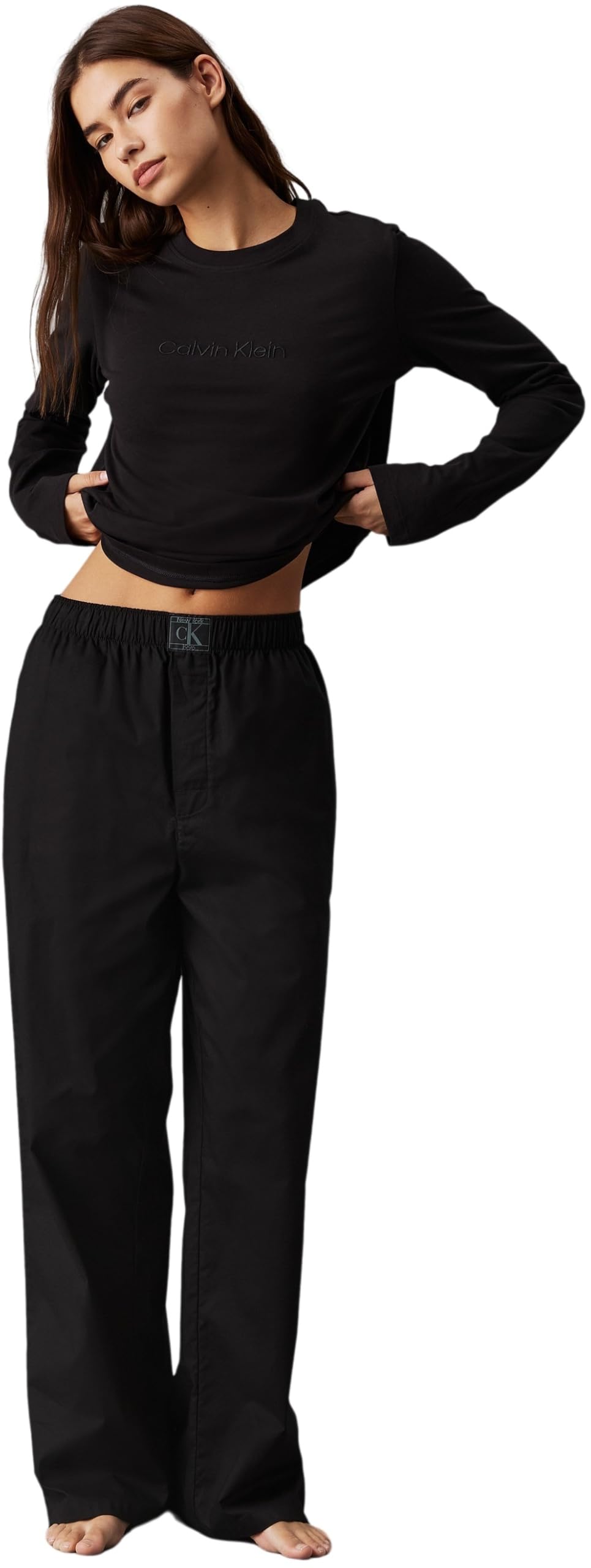Calvin Klein T-Shirt Manches Longues Femme Longsleeve Classic Coton