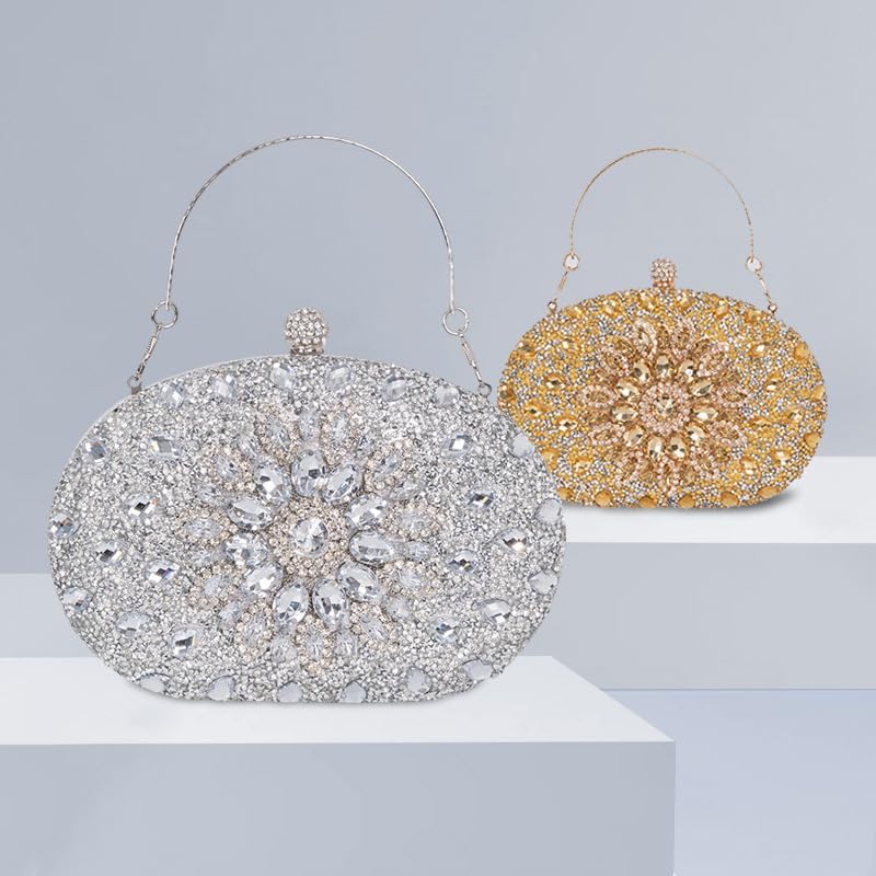 Women Rhinestones Evening Bag Bling Glamorous Clutch Purse Stylish Design Trendy Handbag for Wedding Prom Party