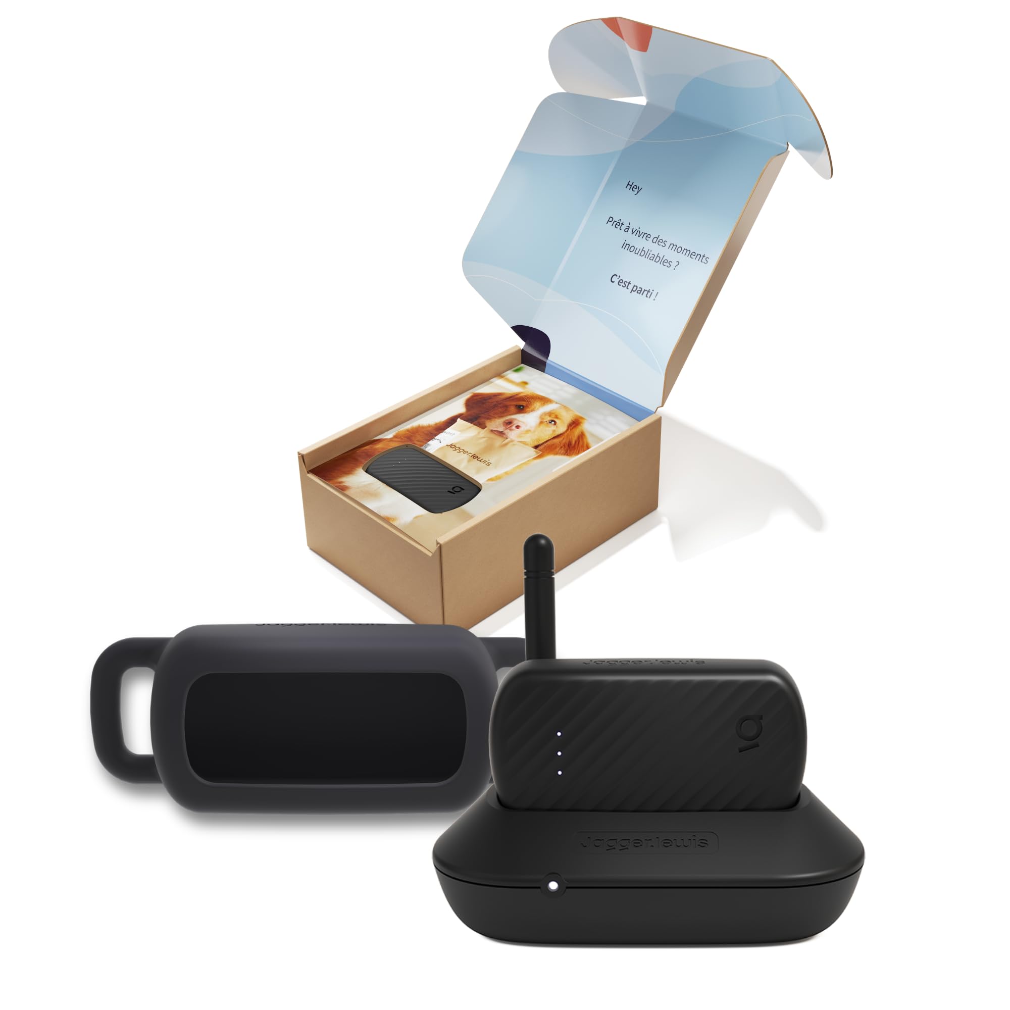 Jagger Lewis GPS pour Chien sans Abonnement | Localisation GPS en Direct | Alertes Anti-Fugue | Suivi Activité et Bien-Être | Application iOS et Android (Charbon, avec Smartdock)