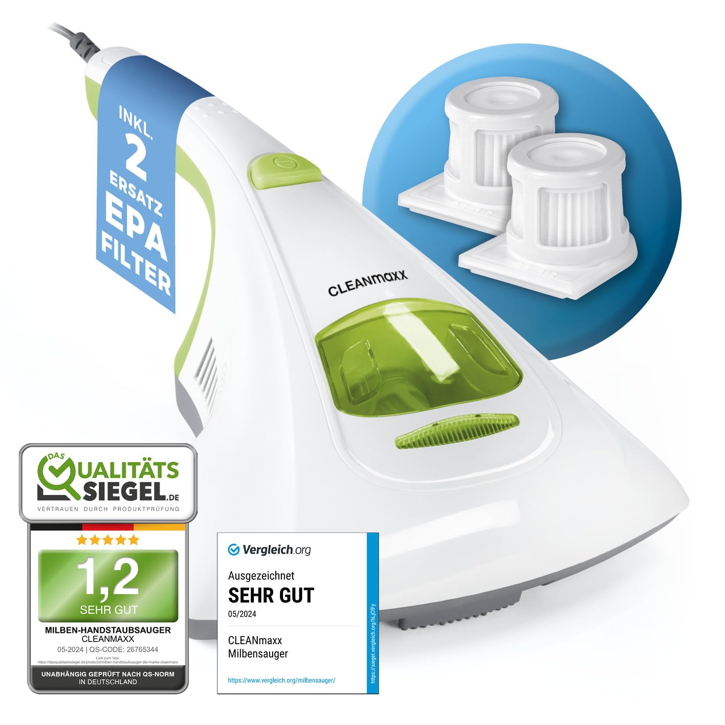CLEANmaxx Milben Hand-Staubsauger