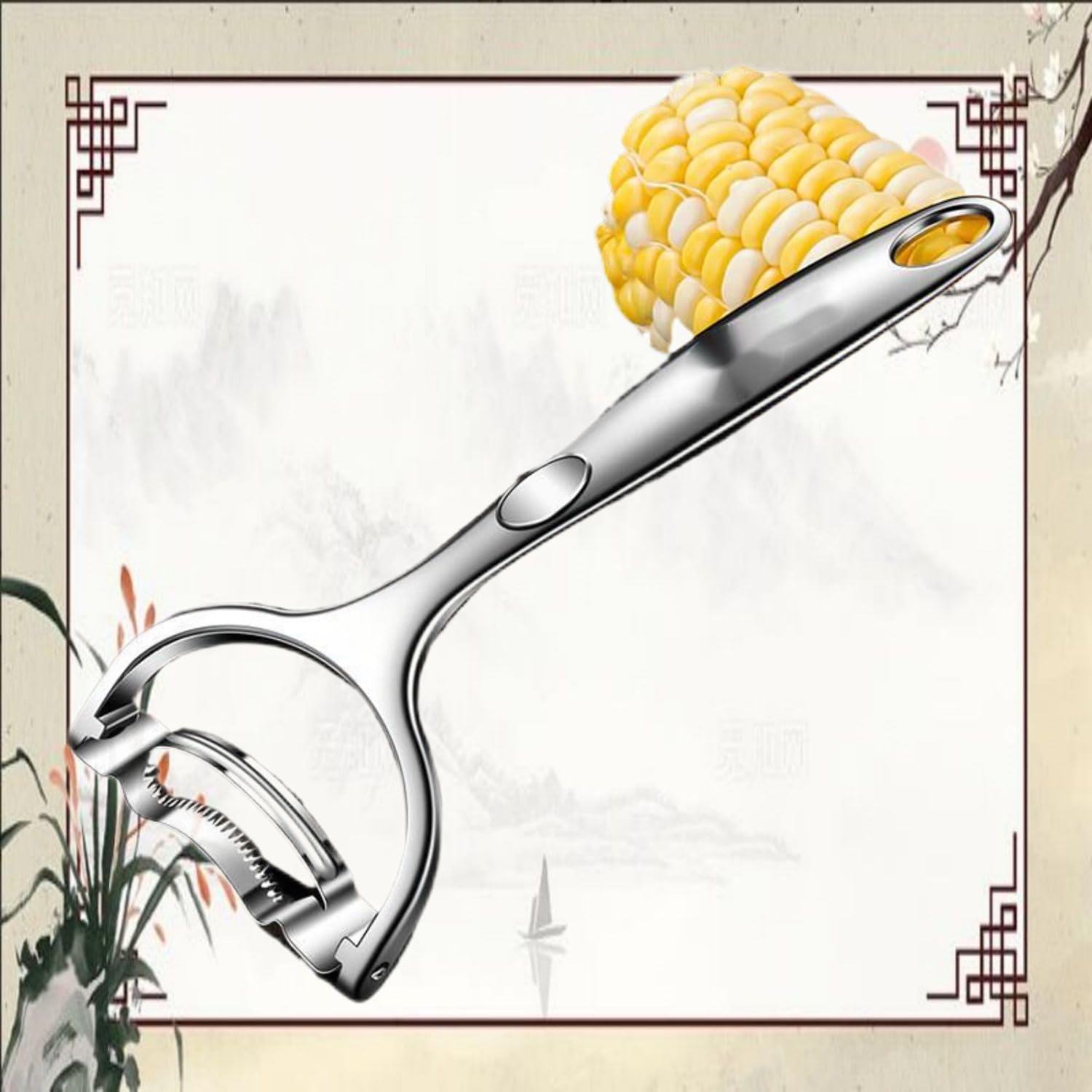 升玉米刨家用玉米剥离工具厨房不锈钢剥玉米 Corn Peeler Corn Planer Thresher 削鲜玉米手动脱粒神器 Household Cleaning，Kitchen Storage Essentials