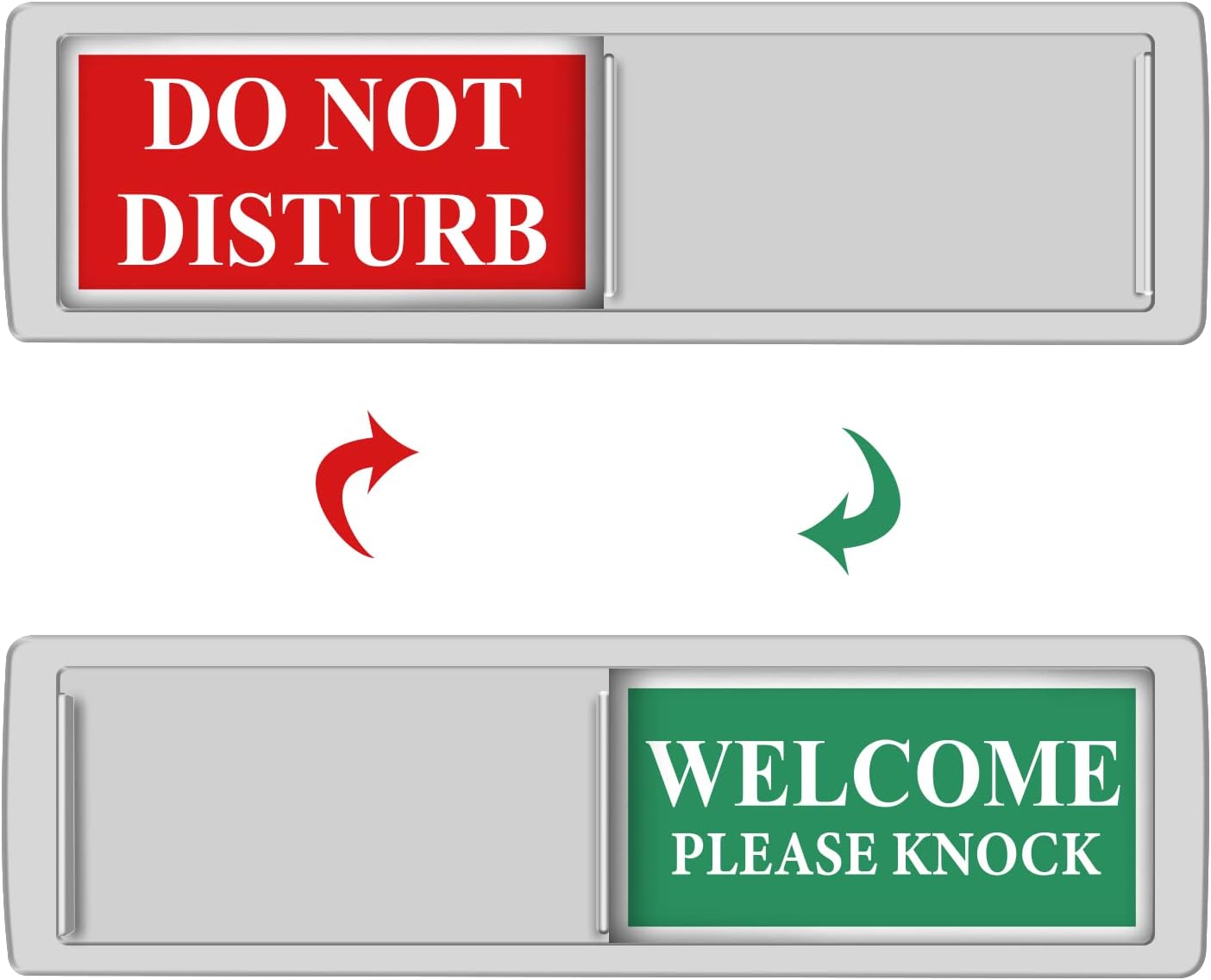 Privacy Sign - Do Not Disturb/Welcome Sign for Home Office Restroom Conference Hotel Hospital, Easy to Read Non-Scratch Magnetic Slider Door Indicator Sign with Clear, Bold & Colored Text - Silver