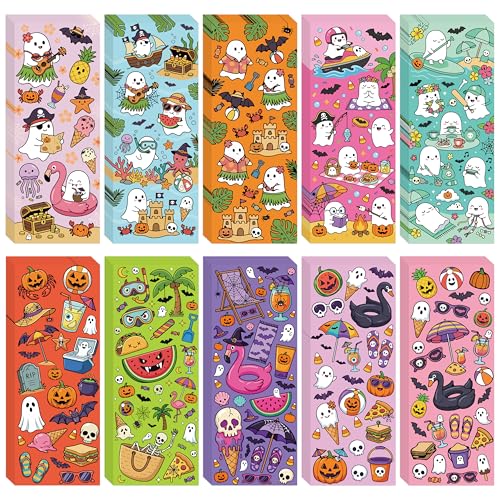 BHronony Summer Colorful Reading Bookmark - 120pcs Summer Book Marks Bulk for Book Club Lovers Gothic Ice Cream Watermelon Spooky Halloween Ghost Double-Sided Bookmark Fantasy Merch for Bookish Gift