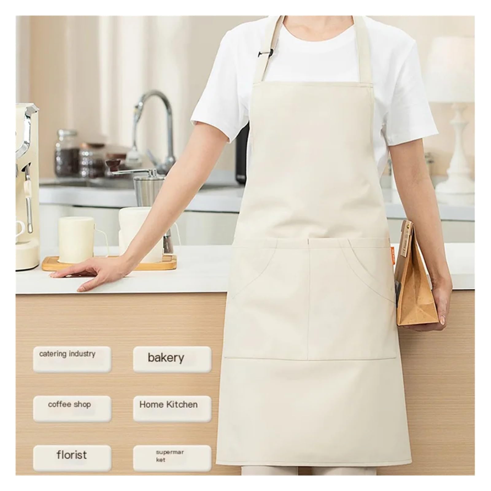 delantal cocina 1 pieza de delantal cafetería con 3 bolsillos gran capacidad correas hombro ajustables adecuado for cocina restaurante