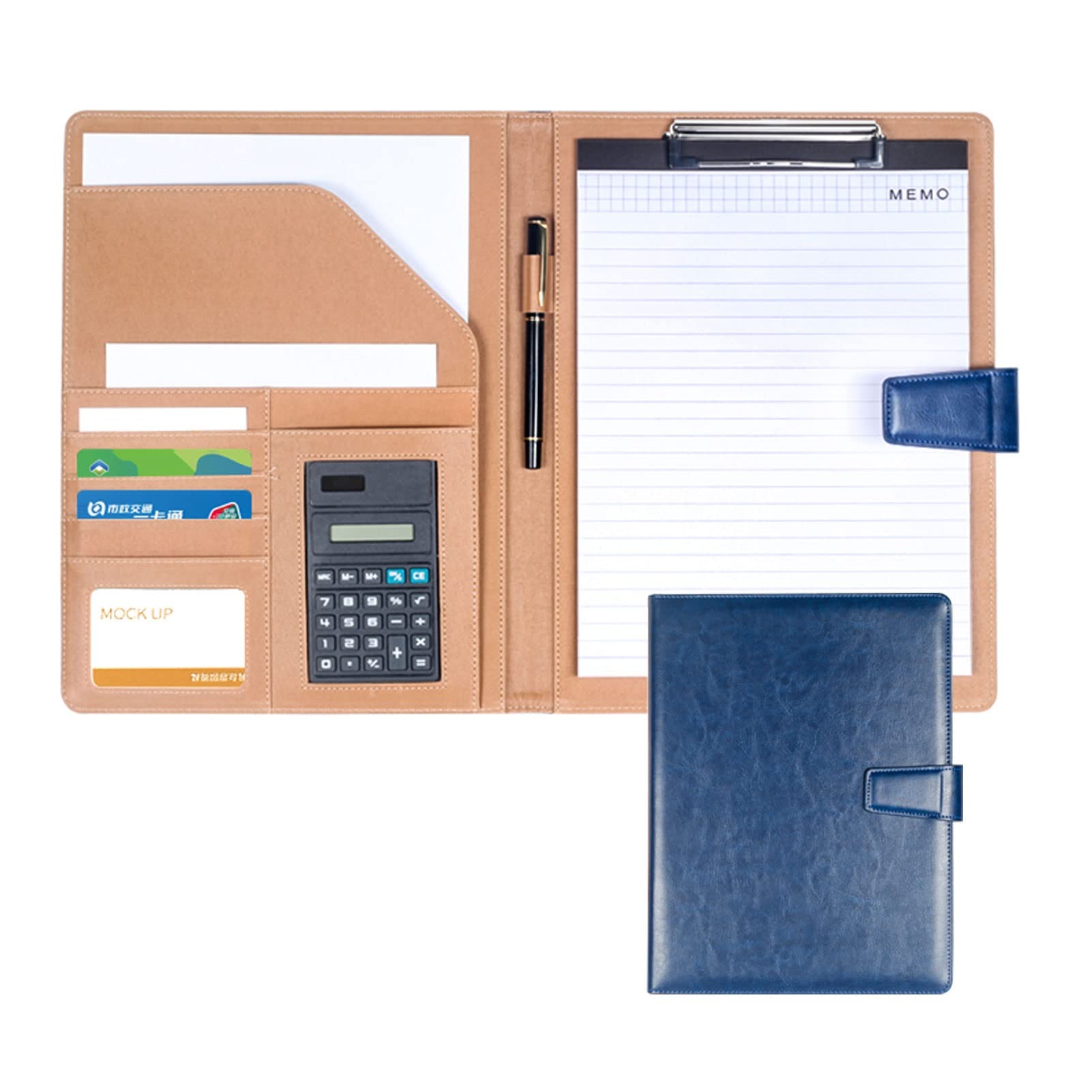 Portfolio A4 range documents en cuir PU bleu pour ne plus perdre vos fiches en rendez-vous