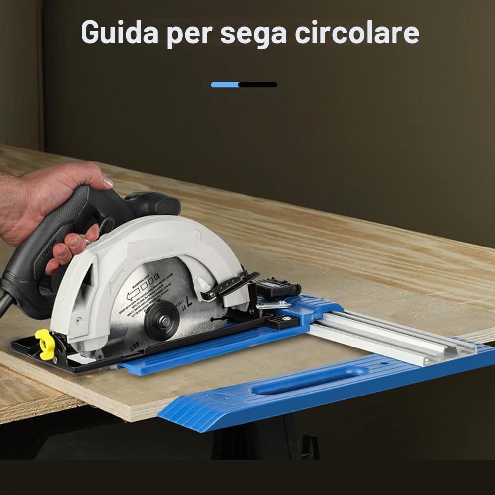 Guida per sega circolare Binario di guida per taglio per lavorazione del legno Lega di alluminio Plastica tecnica Binario guida per sega circolare multifunzionale Gamma di taglio regolabile 0-65 cm