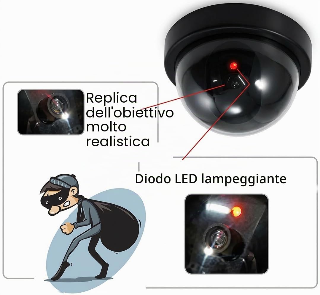 O&W Security Dome Kamera fikcyjna z diodą LED czerwona migająca montaż sufit ściana