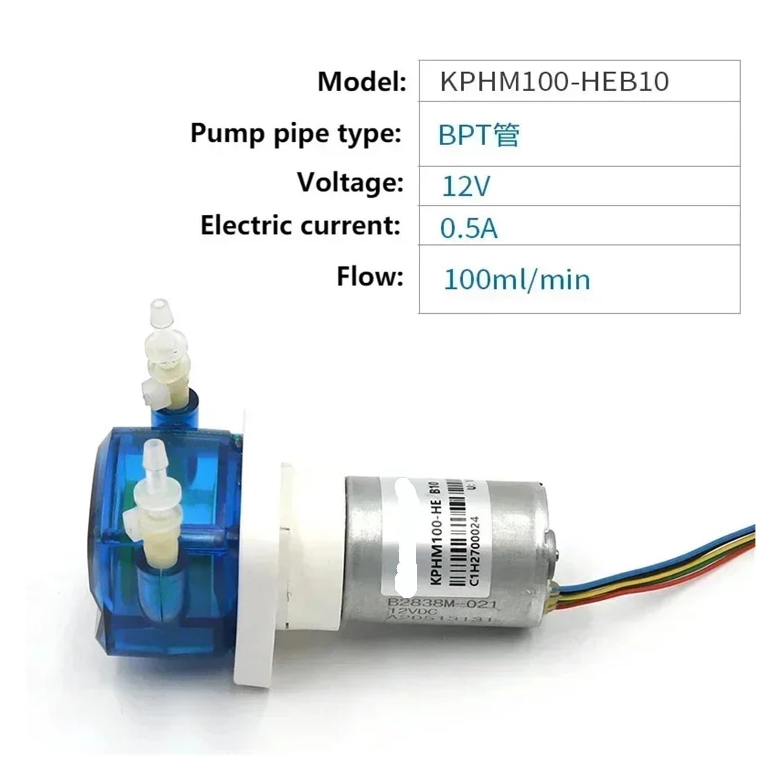 Bomba peristáltica pequeña opcional de 12 V, 24 V, 100 ml/min, 65 ml/min y varios motores, bajo nivel de ruido.(KPHM100-HEB10-12V)