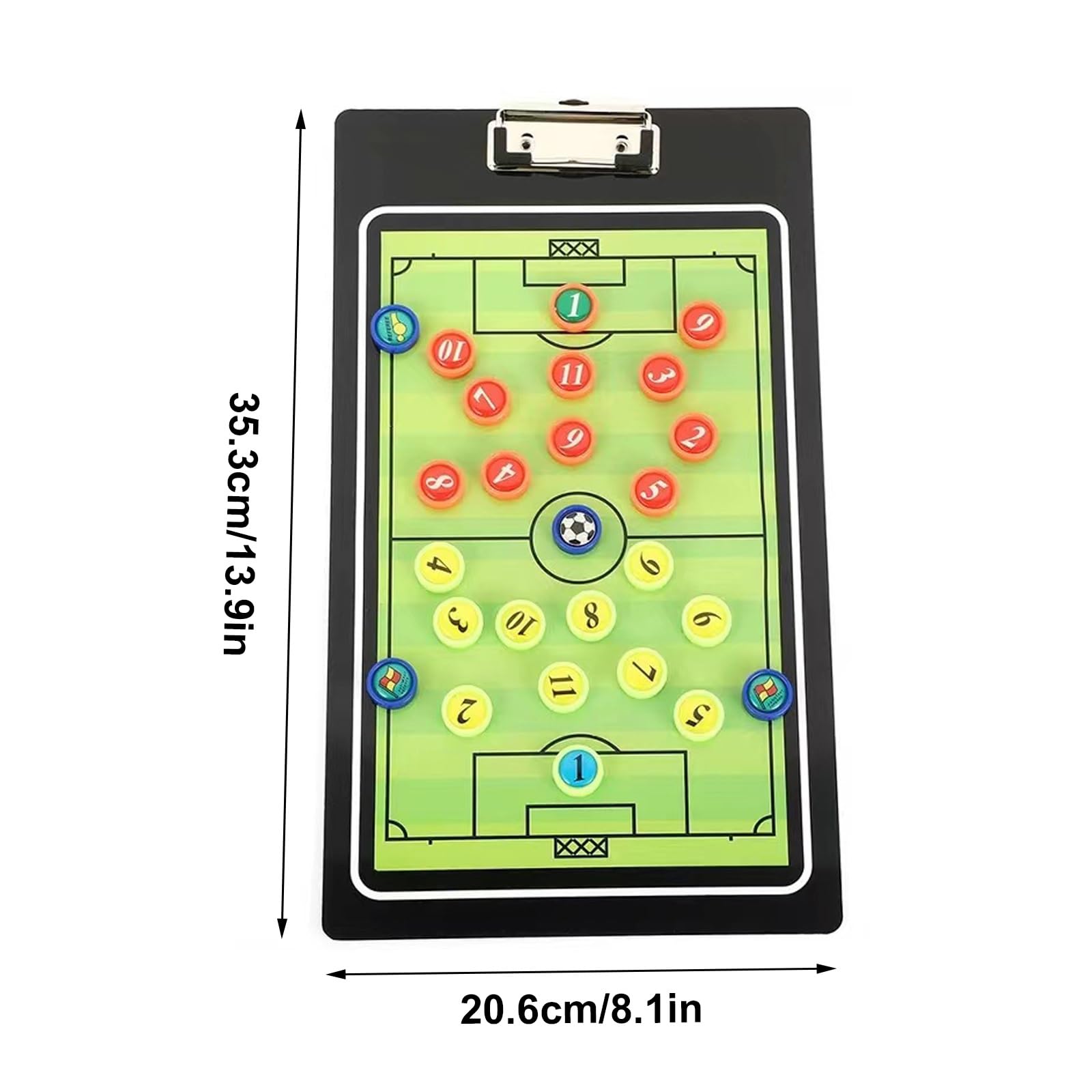 Trocken Abwischbares Fußball-Coaching-Board, Magnetisches Fußball-Strategiebrett, Kunstleder, Simuliertes Spielfelddesign, mit Schachfiguren und Marker-Radierer, Taktische Planung