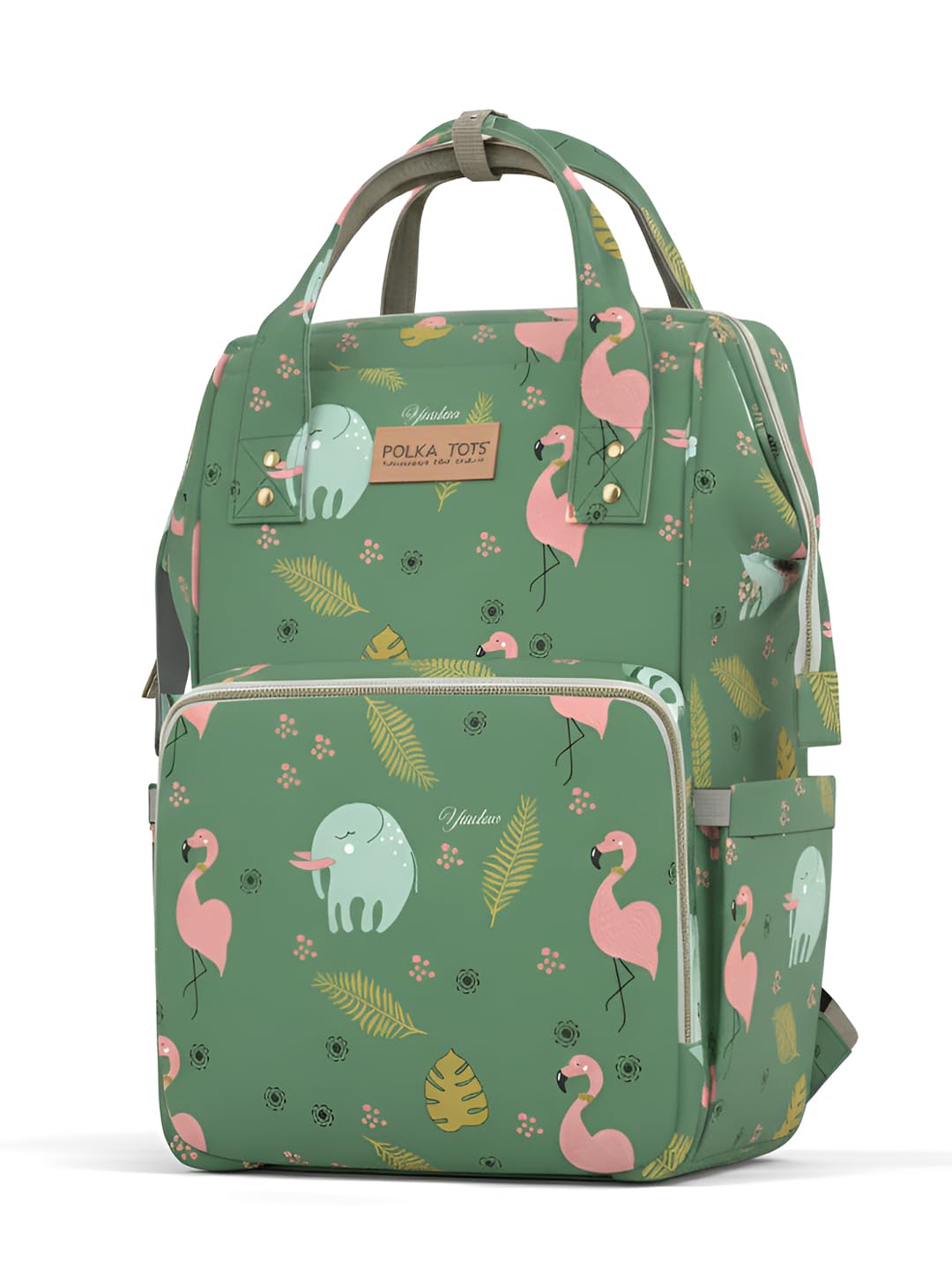 POLKA TOTS Premium Baby Diaper Bags For New Born with Pouch for Mothers | Maternity Waterproof Bags for Travel | Multiple Pocket Backpack for Moms Free Changing Mat & 2 Stroller Hooks Turquoise, Large