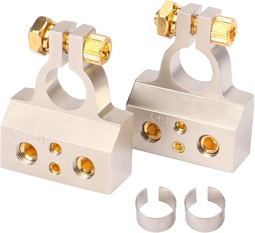 Miniatura 1 de WLLDSE Kit de conectores de terminales de batería de automóvil 24810 AWG abrazadera negativa positiva con 2 cuñas, 1 par