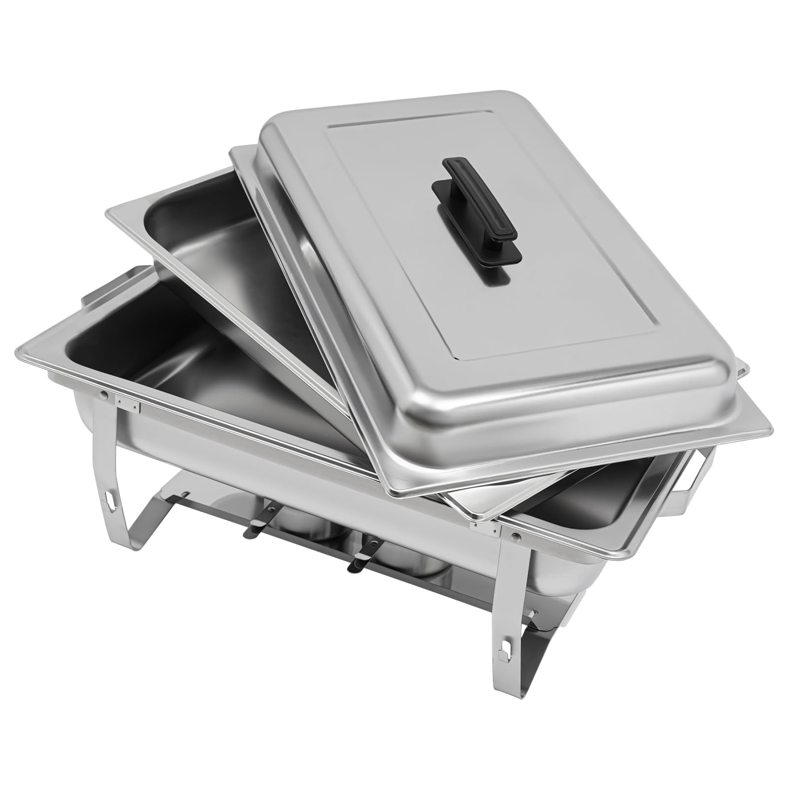 Serbatoio per alimenti in acciaio inox, 7 l, scalda buffet, per pasti, chafing dish, con coperchio, per catering buffet e feste