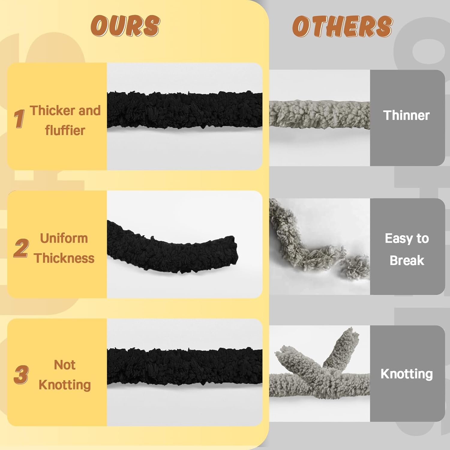 Inhand Chunky Chenille Yarn for Hand Knitting,Thick Bulky Blanket Yarn for Crocheting,Soft Fluffy Yarn for Crochet Birthday Gifts for Men/Women/Beginners,8 Pack (29.5Yds/8.4oz Each),Jet Black