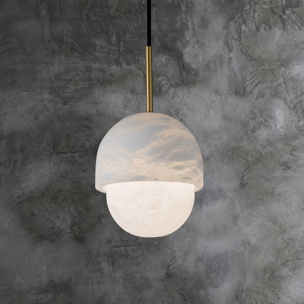 Nordycka lampa wisząca z kamieniem chmury okrągły żyrandol z brązową głowicą, regulowana lampa wisząca LED do wyspy kuchennej, jadalni, salonu, sypialni (biała)