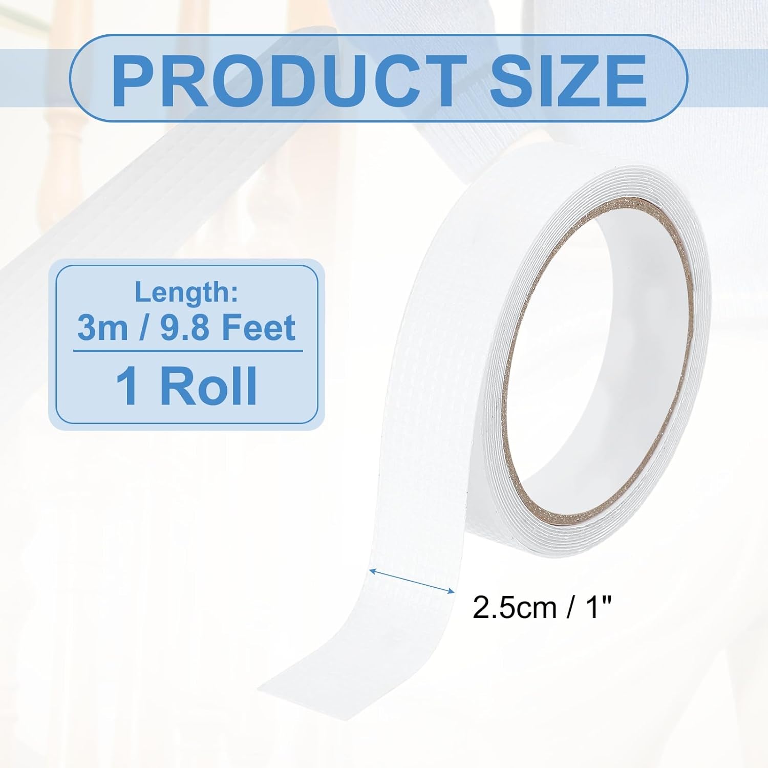1 Inch x 10 Feet Non-Slip Grip Tape, Waterproof Non-Abrasive Traction Tape Self-Adhesive Cushion Pad Strips for Handrails Game Controllers Ovens- 1 Roll (Clear)