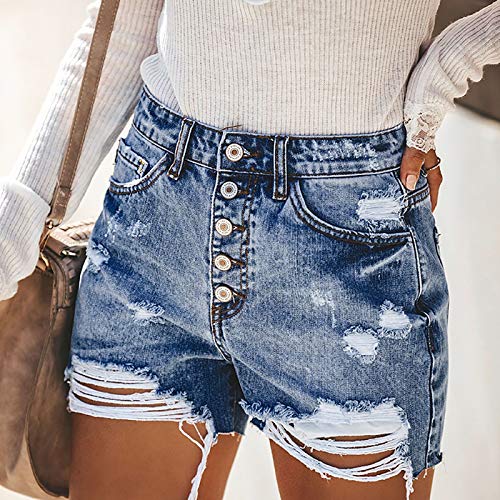 WWricotta Pantacourt Femme Jean - Short en Jean en DéTresse Jean Boyfriend Femme Stretch Short ÉTé Pantalon Court en Jean Jean De Plage Short De Bodybuilding De Loisirs - Image 3