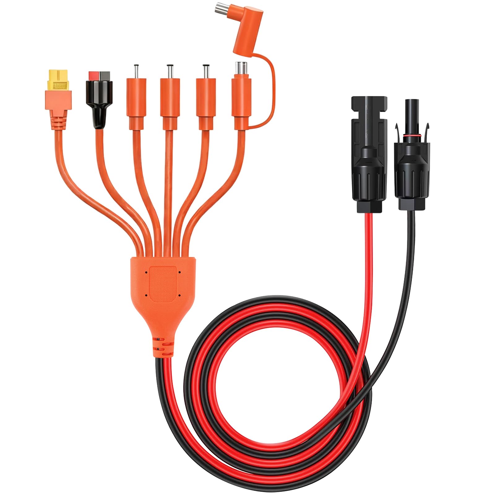 Rierousy Cavo di ricarica solare 7 in 1 con Anderson, XT60, DC7909, DC6530, DC35135, DC5521, DC8020, lunghezza 1,2 m, compatibile con pannello solare, Powerstation, generatore solare