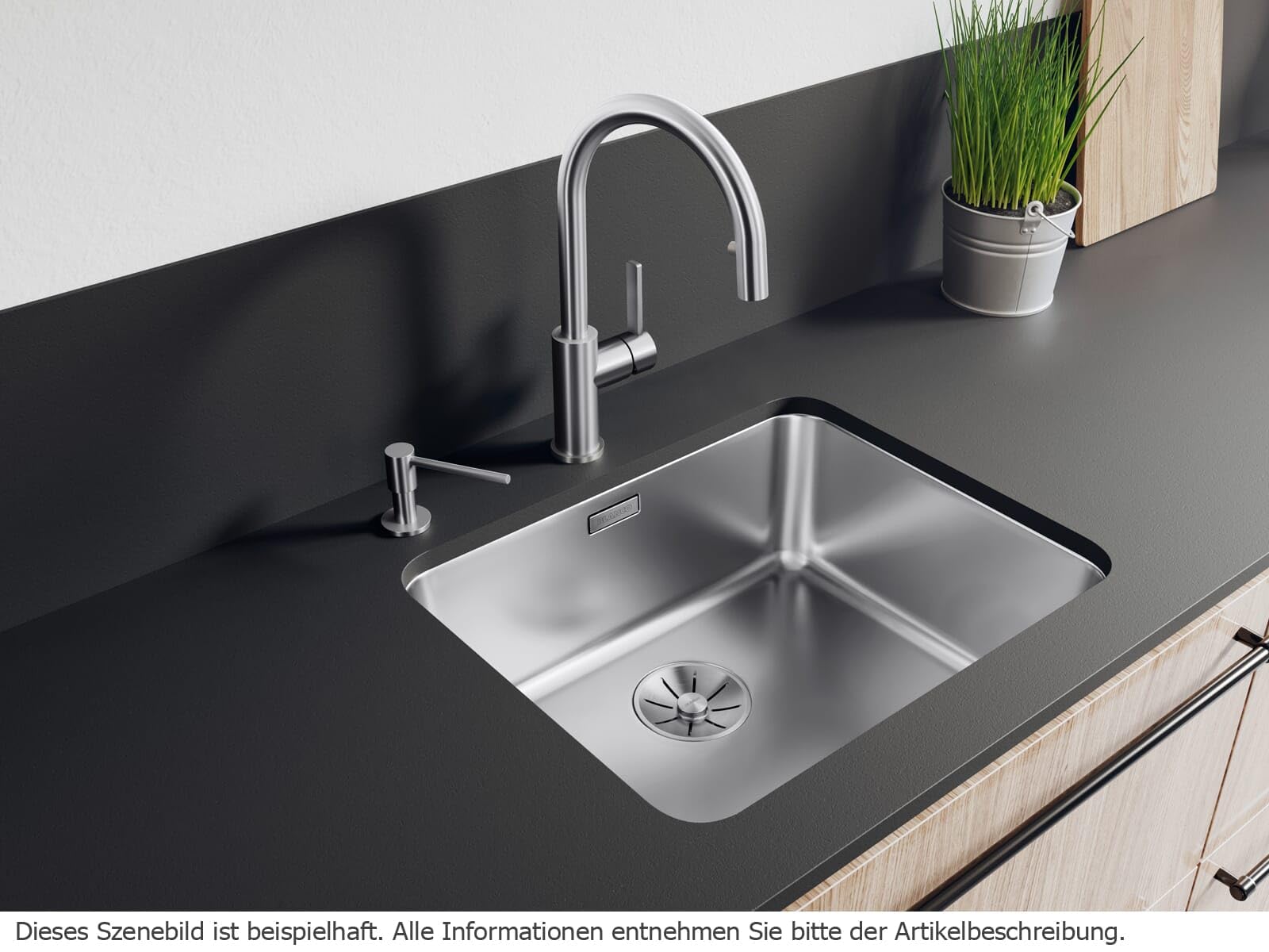Blanco 526122 | Évier de cuisine en acier inoxydable SOLIS 500-U | Couleur/Finition : acier brossé