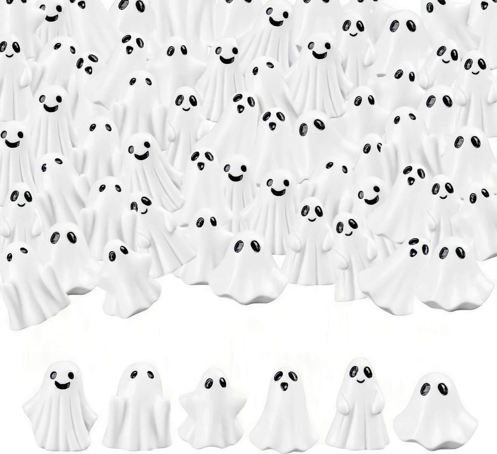 60Pcs Halloween Mini Ghosts Small Resin Figures for Micro Landscape Decor