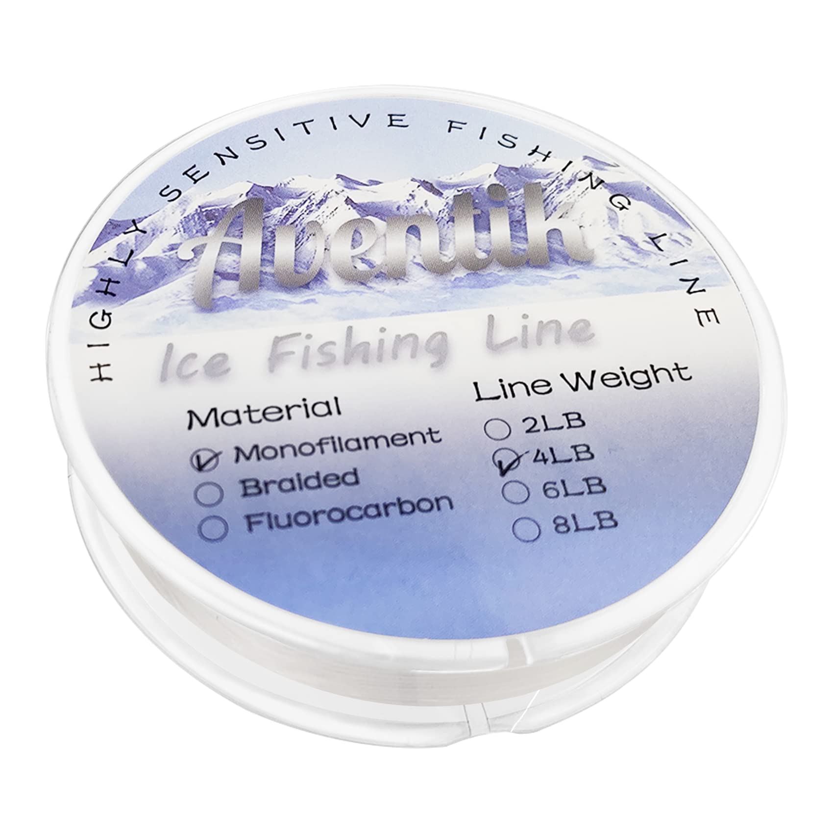 Aventik Monofilament Ice Fishing Line, Super Low Memory with Great Strength, Ideal Affordable Line, 2/4/6/8 LB