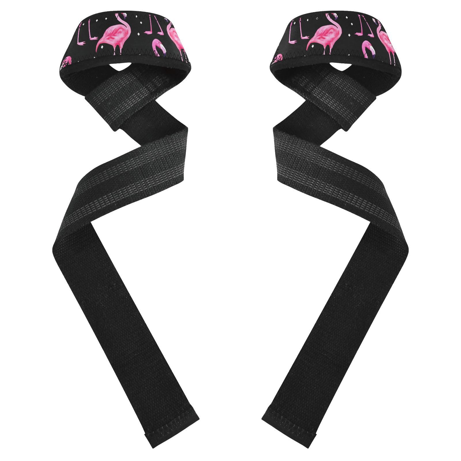 STAYTOP Beautiful Flamingo Wrist Straps for Weightlifting,Lifting Straps with Neoprene Cushioned Wrist Padded and Anti-Skid Silicone for Strength Training,Bodybuilding,Deadlifting