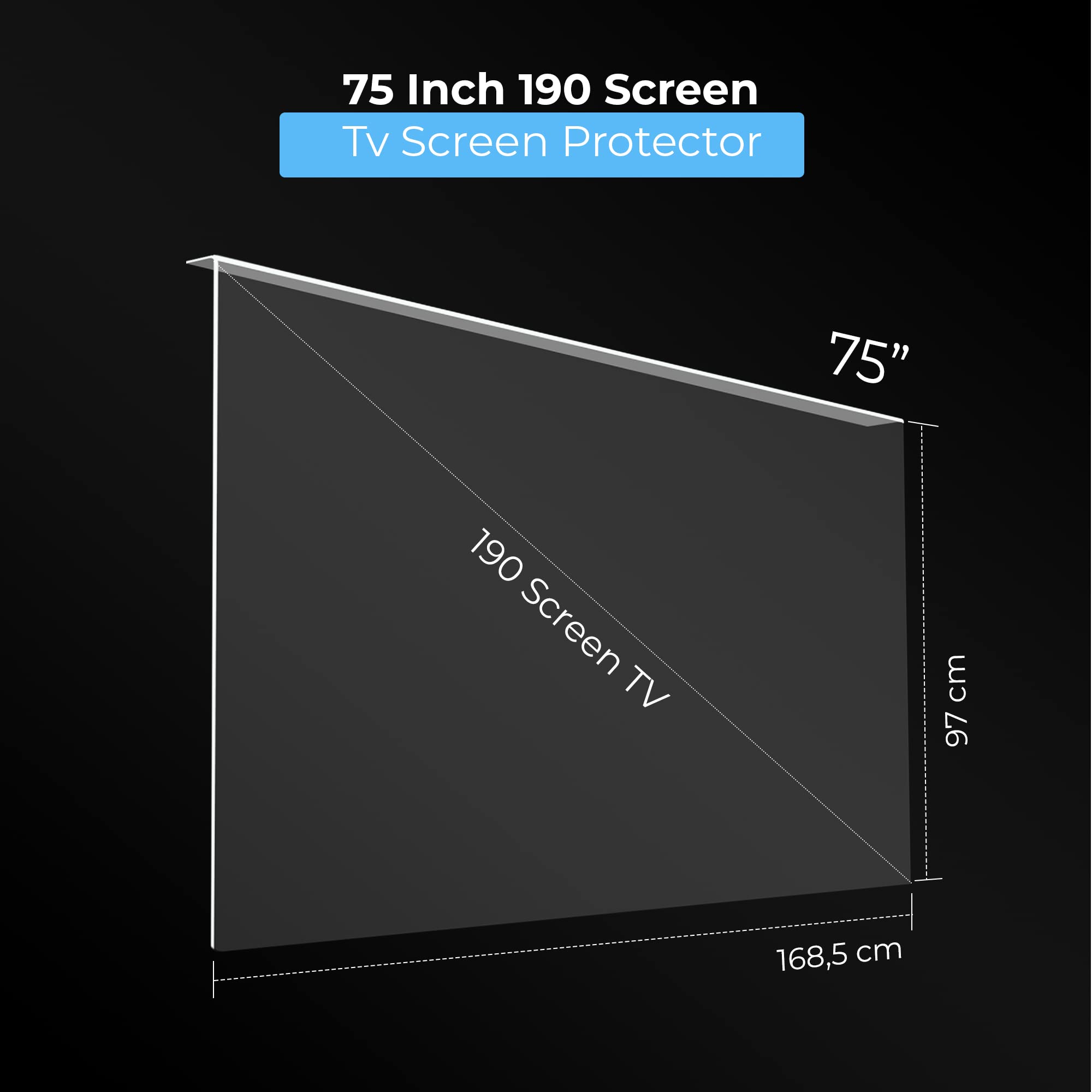 VENTON TV Bildschirmschoner 190 Bildschirm (75 Zoll) - Fernsehfilm für LCD, LED, 4K OLED und QLED HDTV Displayschutz für Fernseher - AntiSchaden TV Schutz - Abgehängt und Fixiert