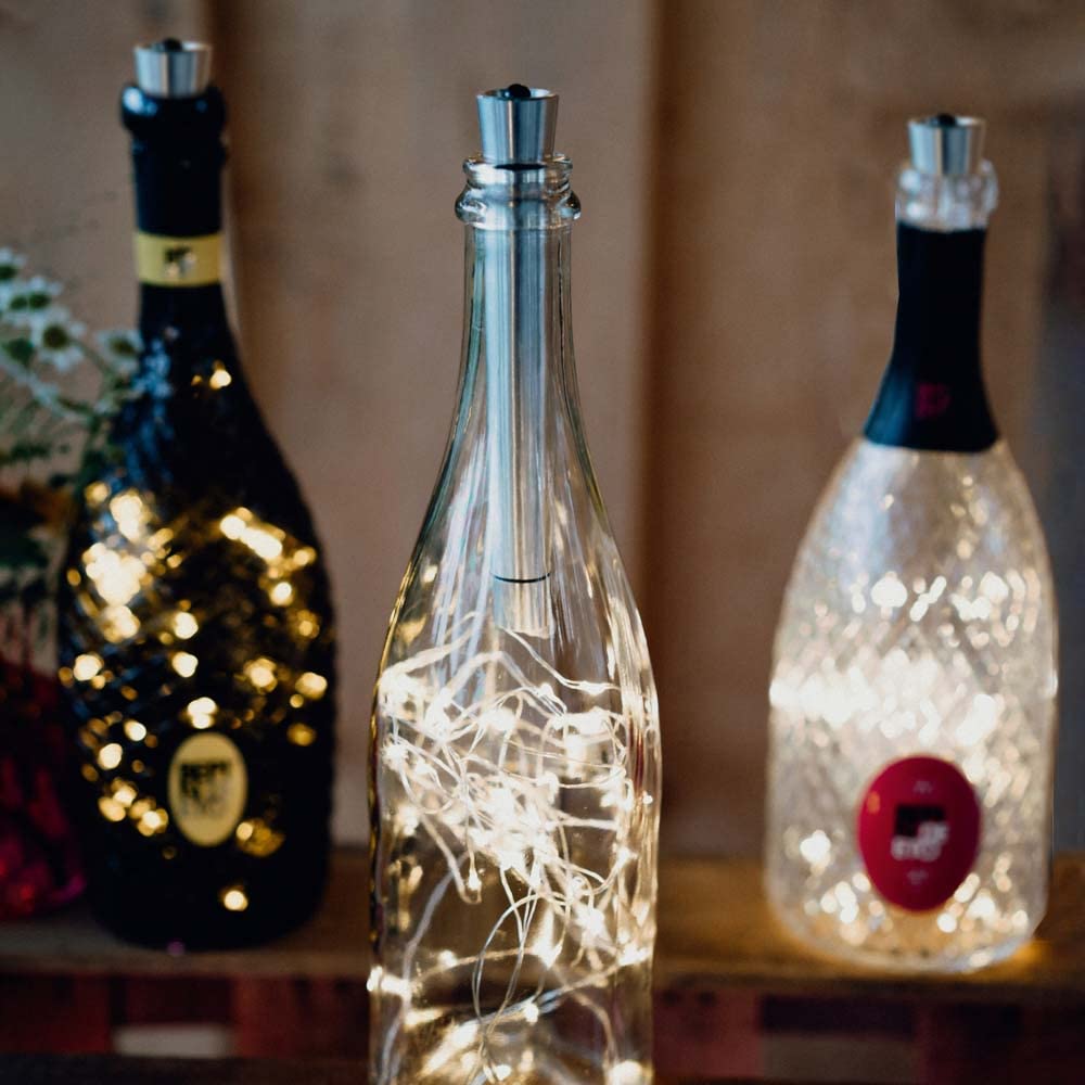Hellum Bottle Light, Battery Fairy Lights with Timer: 3M 30 LED Warm White Led String Lights for Bottles, 2 Pack Wine Bottle Lights for Bedroom,Birthday Party,Wedding Table Decoration 150599