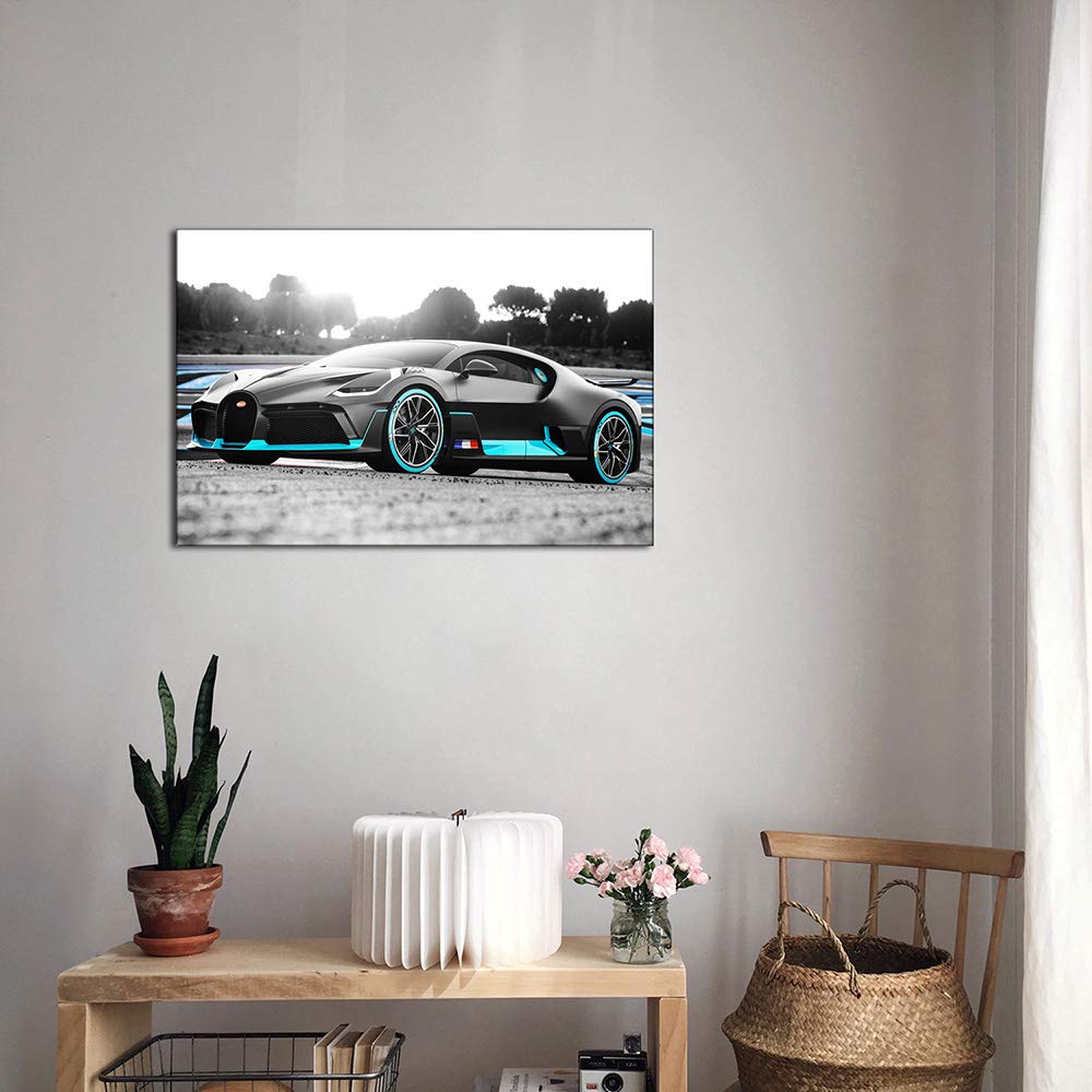 Pięć sprzedawców samochodów sportowych na torze autorstwa Bugatti Malarstwo Płótno Wall Art Nowoczesna Dekoracje Do Domu Dekoracje Do Salonu Sypialnia Galeria (z ramą, 60_x_90_cm)