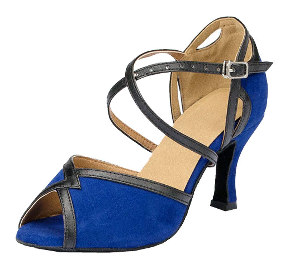 Chaussures de danse latine salsa tango cha-cha et ballroom avec talon custom bleu 36.5 - 4