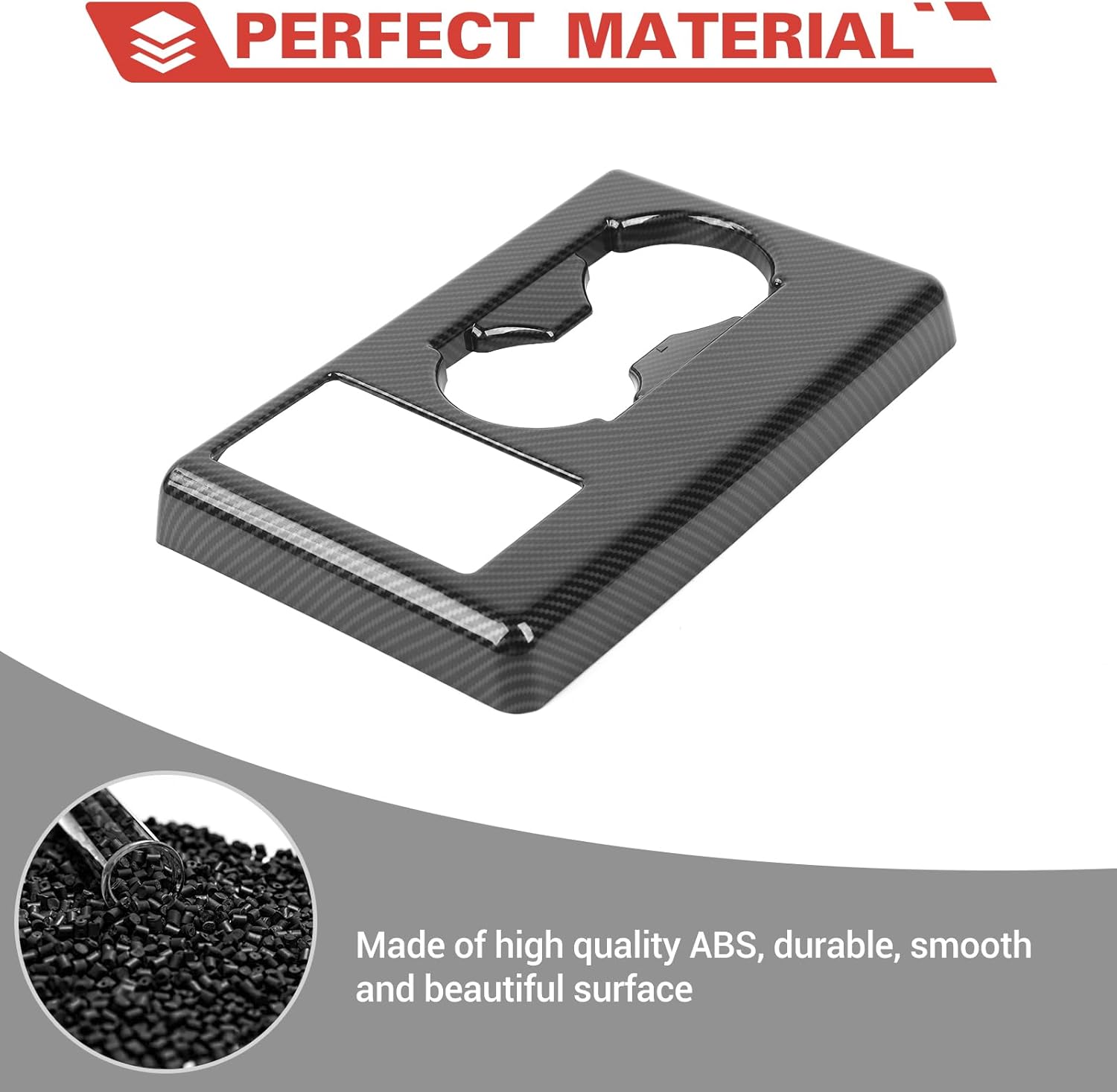 Carbon Fiber Armrest Cup Holder Panel Cover Trim Interior Accessories Compatible with Ford F250/F350/F450/F550 2015-2020