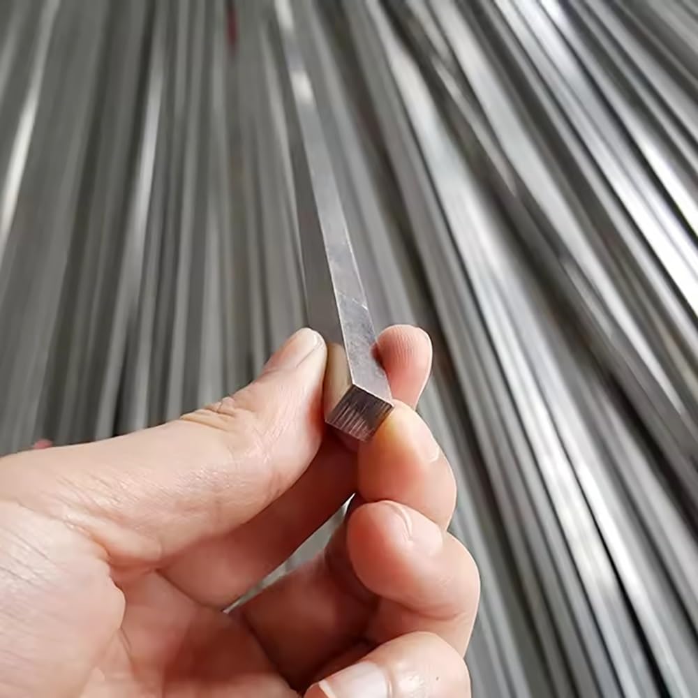 Barra piatta in acciaio inox, lunghezza 400 mm, sezioni trasversali da 2 x 2 mm a 80 x 80 mm, materiale resistente per supporto strutturale
