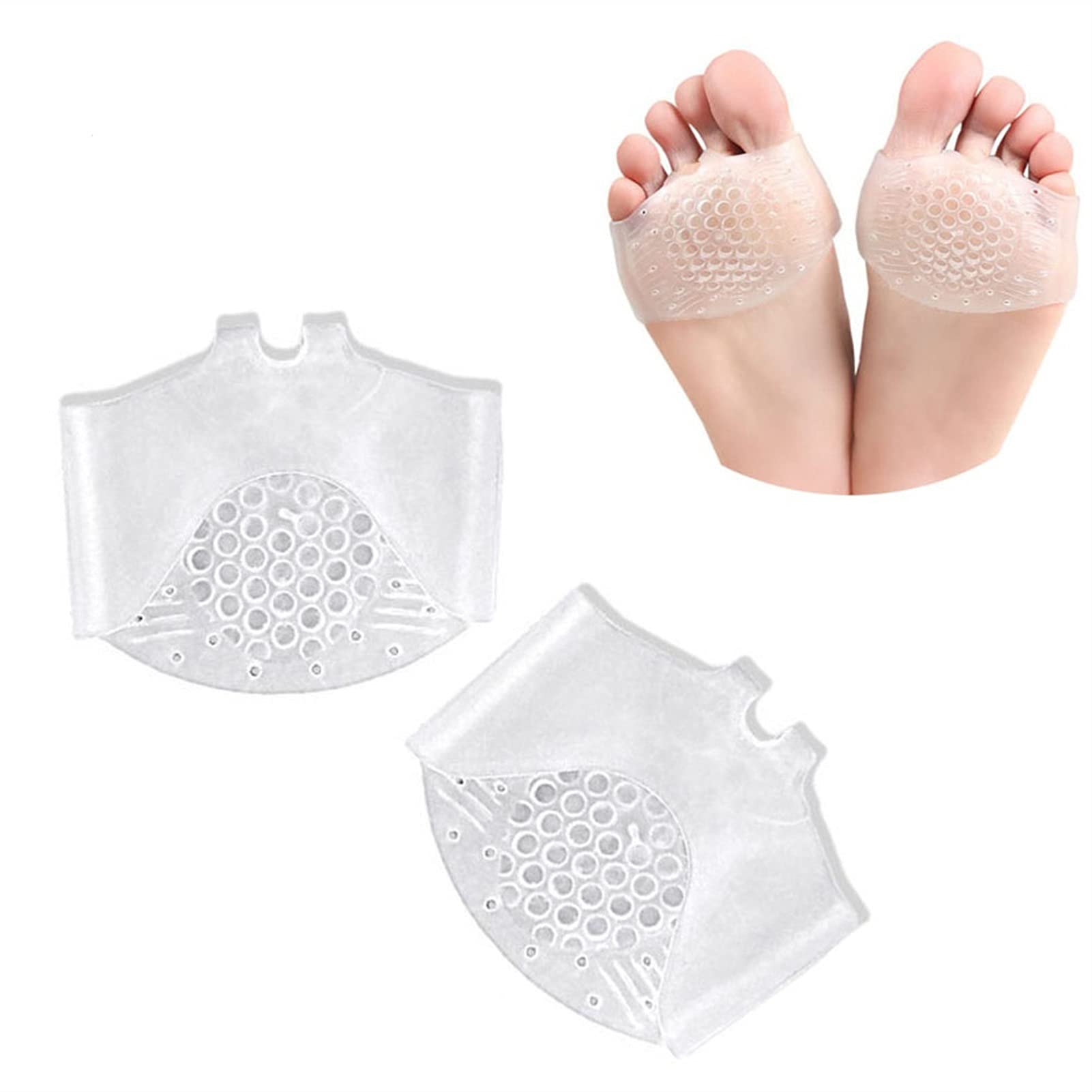 WKX 1Pair Non-Slip Silicone Foot Pads Forefoot Insole Shoes High Heel Soft Insert Non-Slip Feet Protection Ladies Pain Relief 15